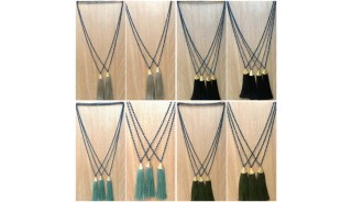 free shipping fashion necklace tassels golden bronze caps handmade bali